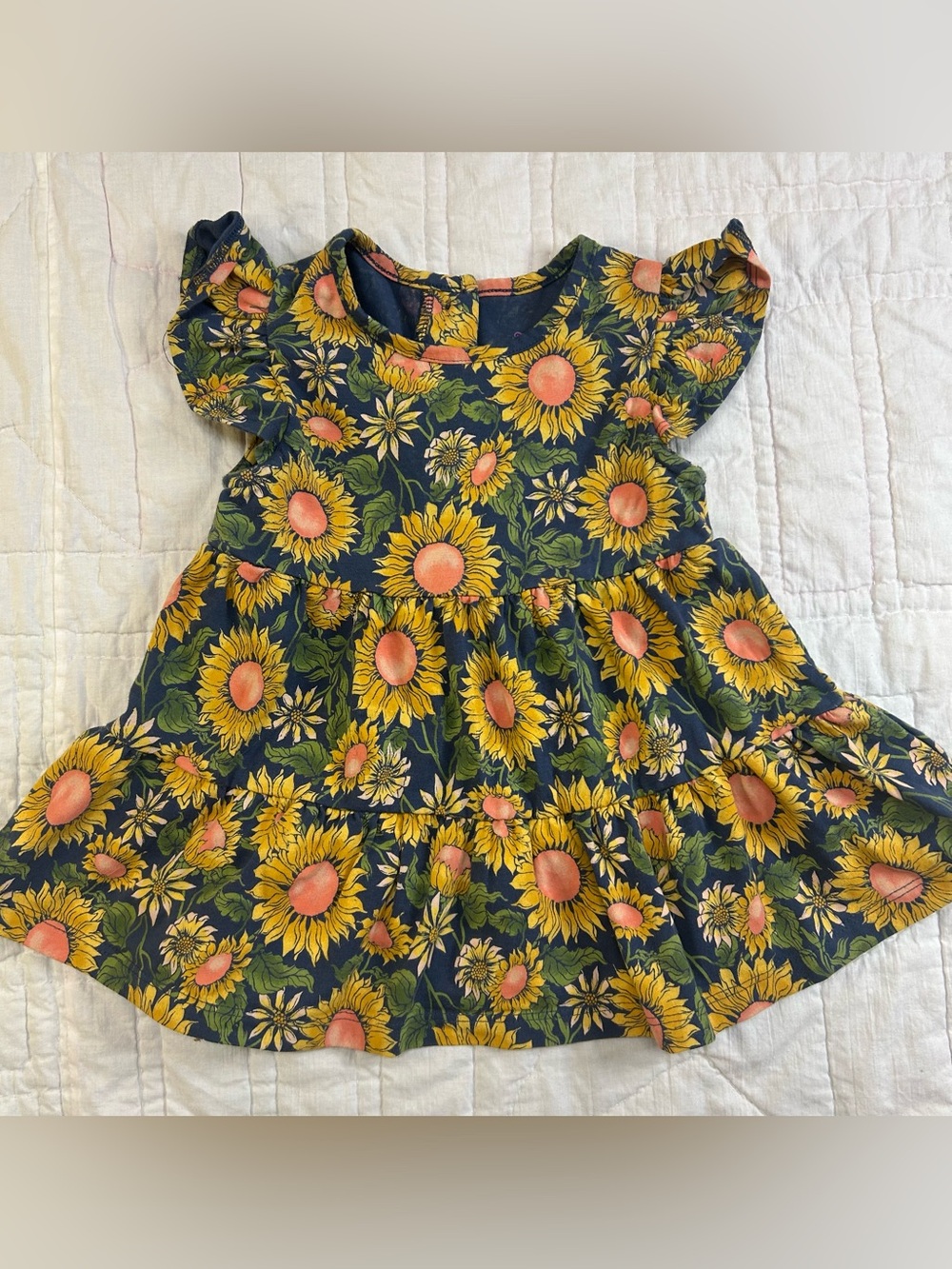 Tommy Bahama Sunflower Dress Toddler Girls 3T Cotton Floral Tiered Dress